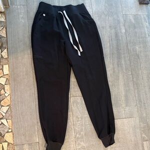 Figs Women's Black Jogger Pants with White Drawstring